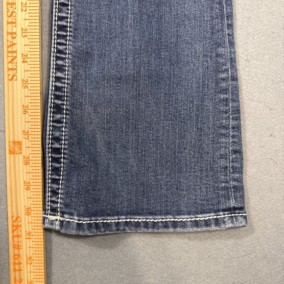 Miss Me Boot WOMENS 26 JEANS THICK STITCH RHINESTONE WHISKERING - Picture 6 of 9